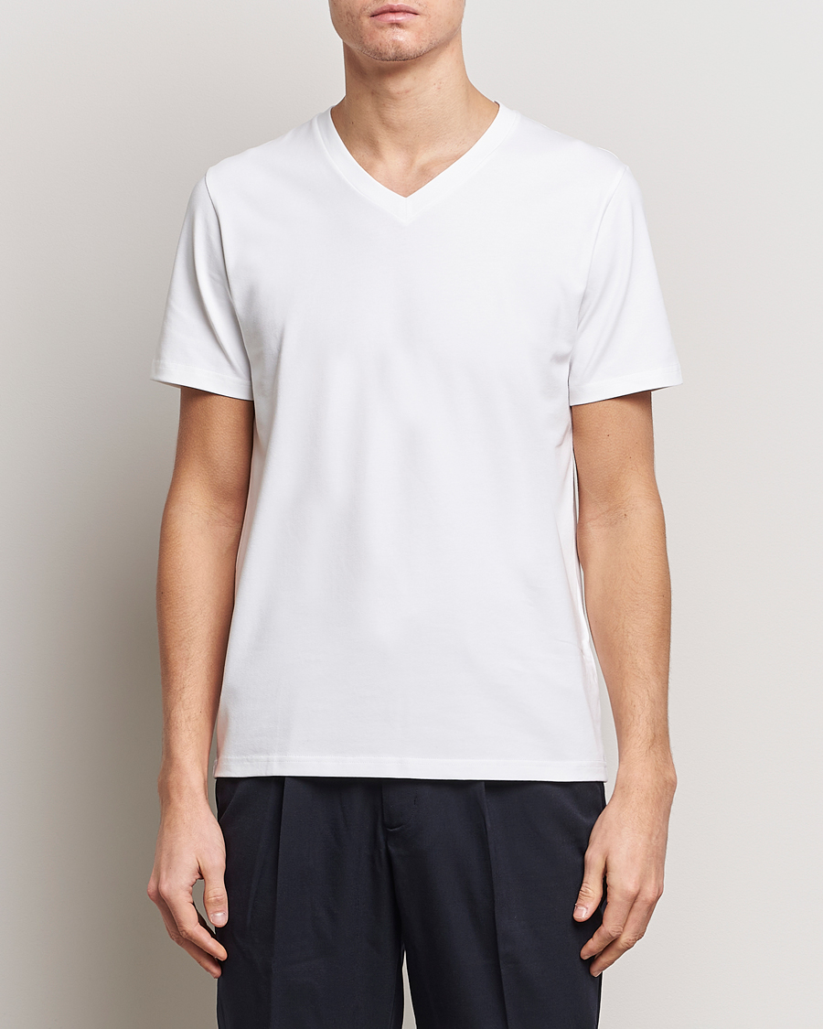 Hombres | Camisetas | Filippa K | Soft Lycra V-Neck Tee White