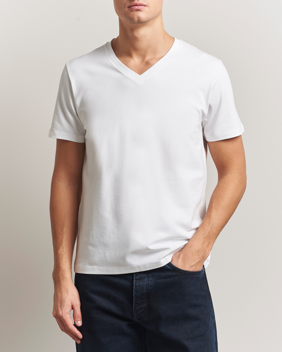 Hombres | Camisetas | Filippa K | Soft Lycra V-Neck Tee White