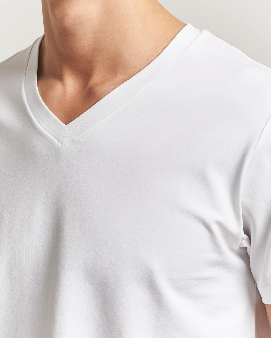 Hombres | Camisetas | Filippa K | Soft Lycra V-Neck Tee White