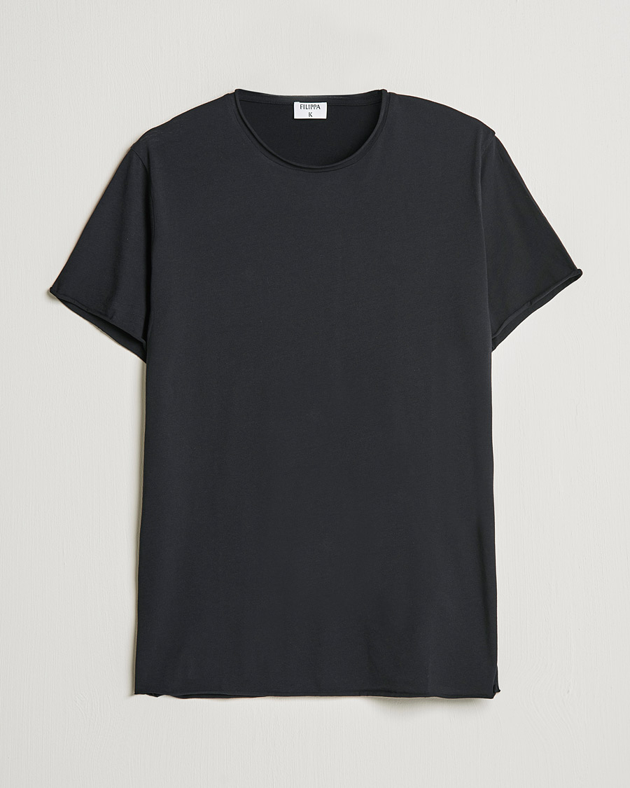 Hombres | Camisetas | Filippa K | Roll Neck Crew Neck Tee Black