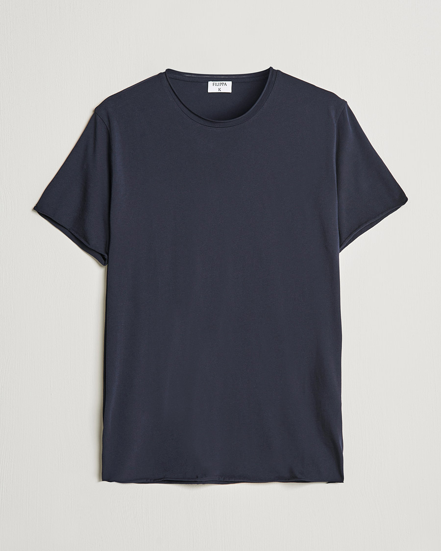Hombres | Camisetas | Filippa K | Roll Neck Crew Neck Tee Navy