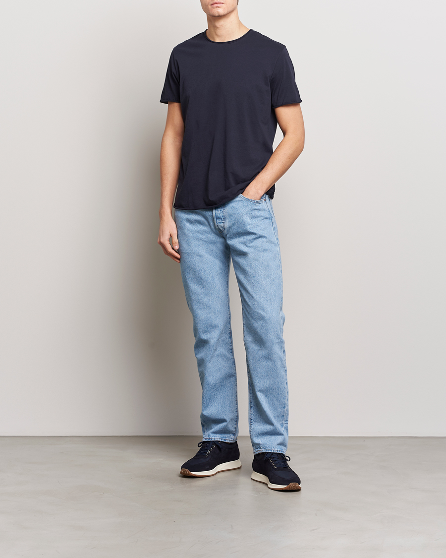 Hombres | Camisetas | Filippa K | Roll Neck Crew Neck Tee Navy