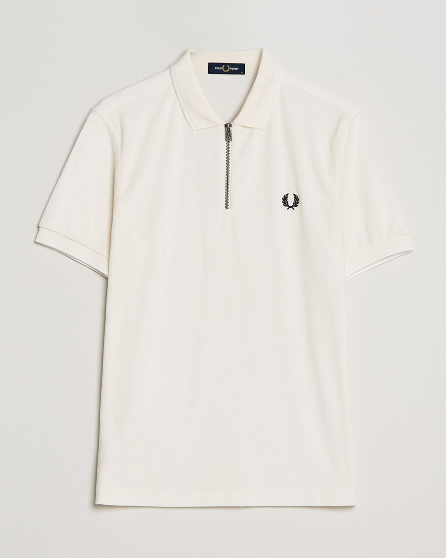 Hombres | Polos | Fred Perry | Towelling Zip Neck Polo Ecru