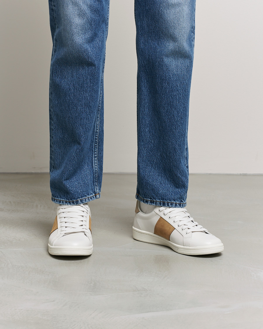 Hombres | Fred Perry B721 Pique Embossed Leather Sneaker Porcelain | Fred Perry | B721 Pique Embossed Leather Sneaker Porcelain