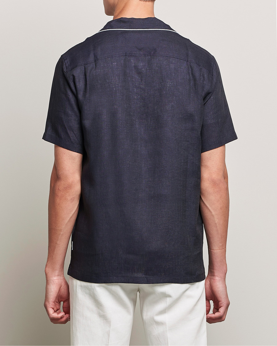 Hombres | Camisas | Orlebar Brown | Hibbert Short Sleeve Linen Shirt Navy