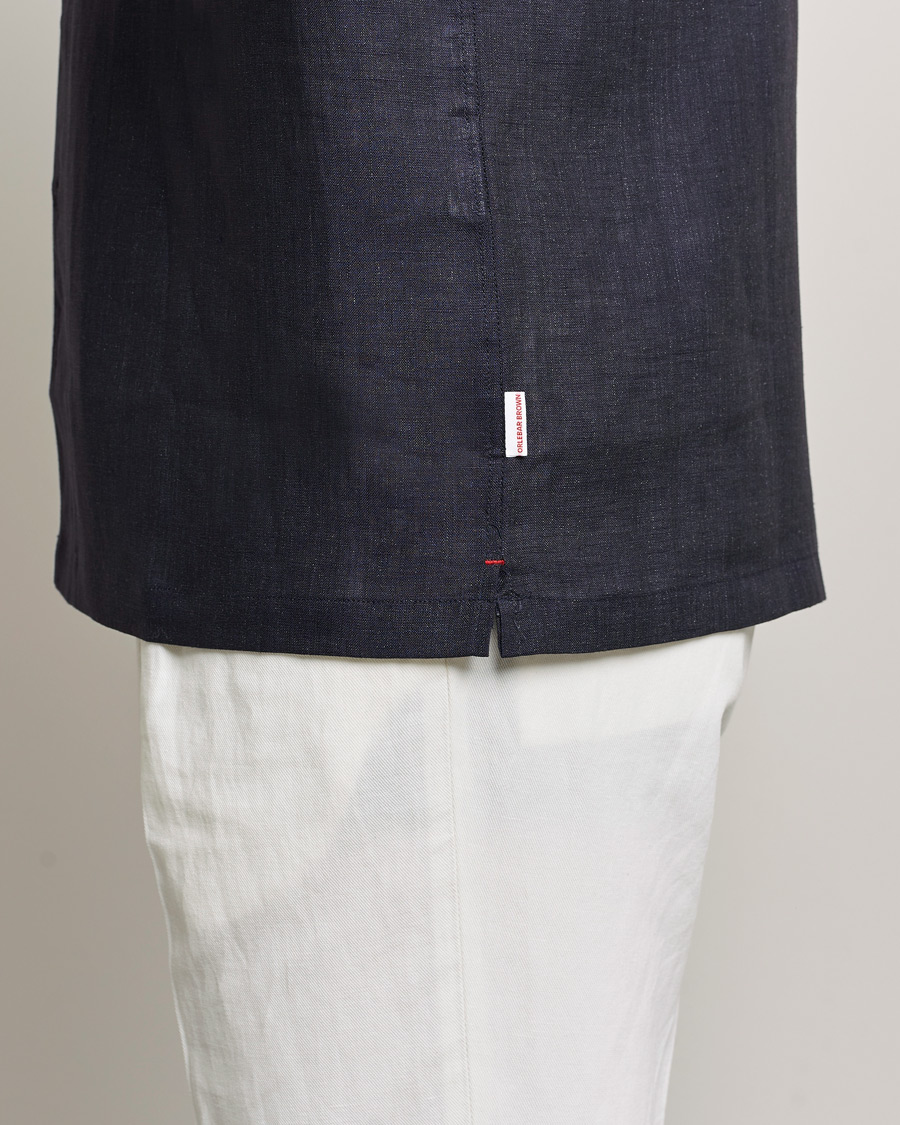 Hombres | Camisas | Orlebar Brown | Hibbert Short Sleeve Linen Shirt Navy