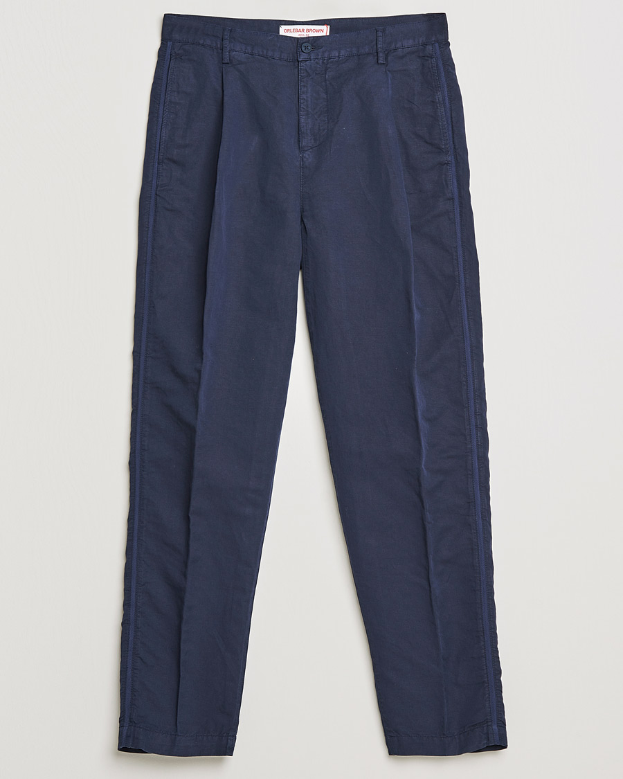Hombres | Pantalones | Orlebar Brown | Dunmore Linen/Cotton Trousers Night Iris