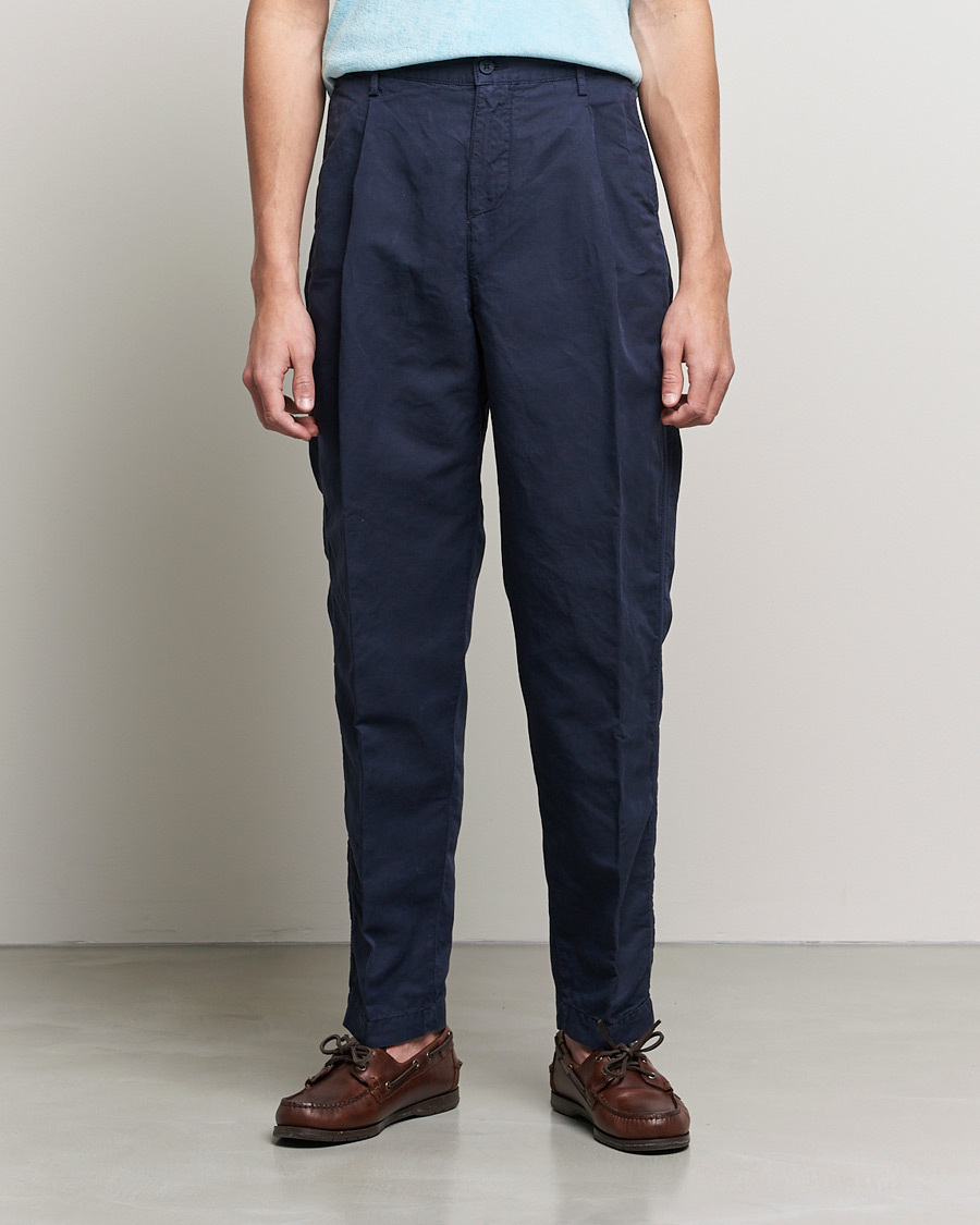 Hombres | Pantalones | Orlebar Brown | Dunmore Linen/Cotton Trousers Night Iris