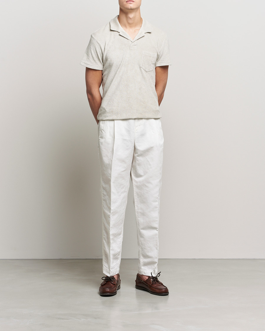 Hombres | Pantalones | Orlebar Brown | Dunmore Linen/Cotton Trousers White Sand