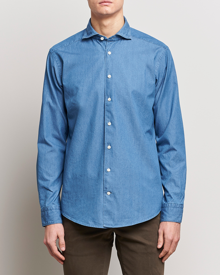 Hombres | Camisas | Eton | Lightweight Casual Fit Denim Shirt Blue
