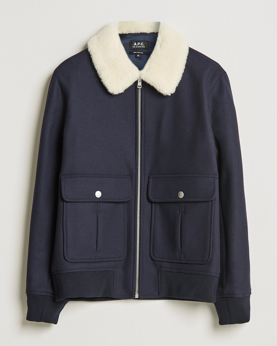 Hombres | Abrigos y chaquetas | A.P.C. | Ben Shearling Bomber Jacket Navy