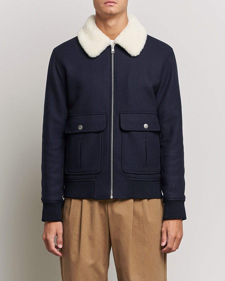Hombres | Abrigos y chaquetas | A.P.C. | Ben Shearling Bomber Jacket Navy