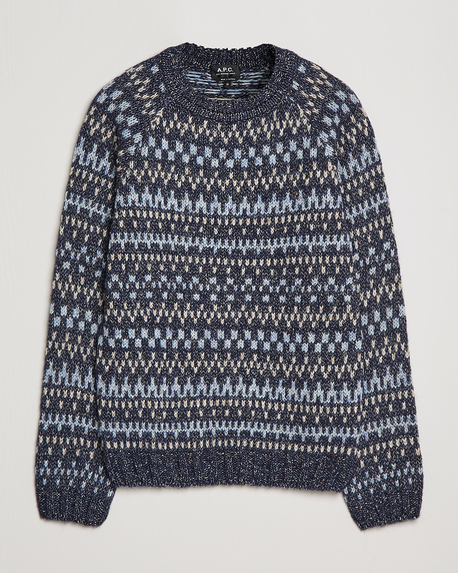Hombres | Jerséis y prendas de punto | A.P.C. | Leonard Jacquard Pullover Blue Heather