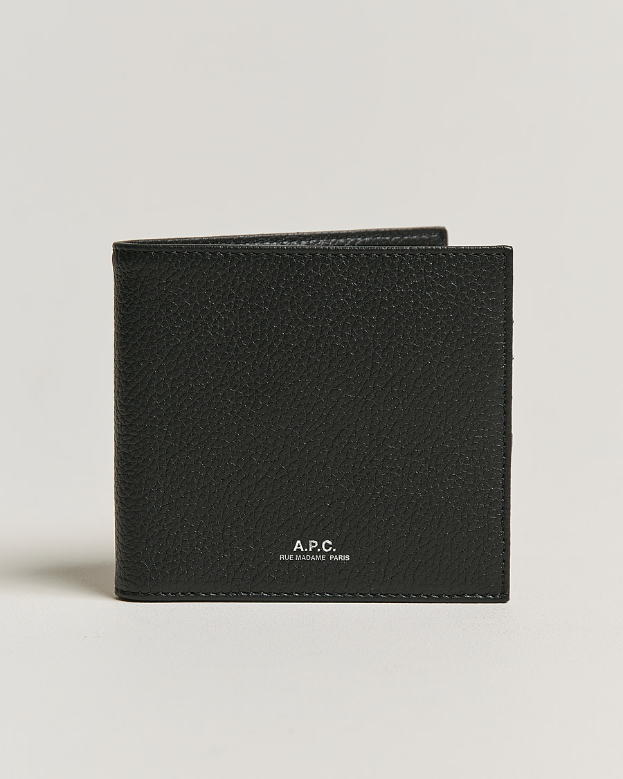 Hombres | A.P.C. Grain Leather Wallet Black | A.P.C. | Grain Leather Wallet Black