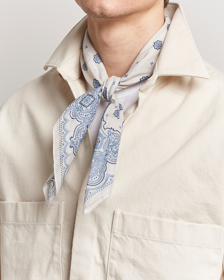 Hombres | Amanda Christensen Cotton Voilé Printed Medallion Bandana Cream | Amanda Christensen | Cotton Voilé Printed Medallion Bandana Cream