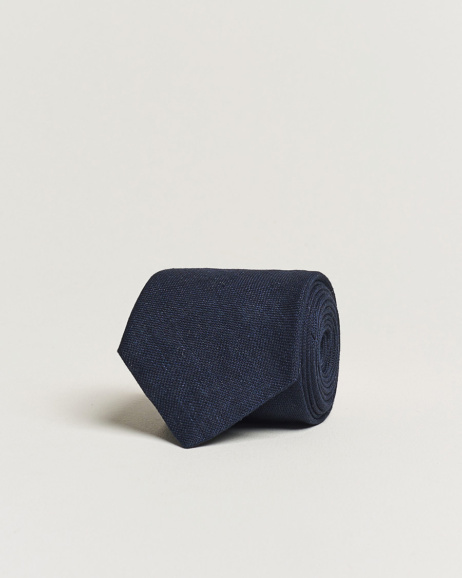 Hombres | Amanda Christensen Hopsack Linen 8cm Tie Navy | Amanda Christensen | Hopsack Linen 8cm Tie Navy