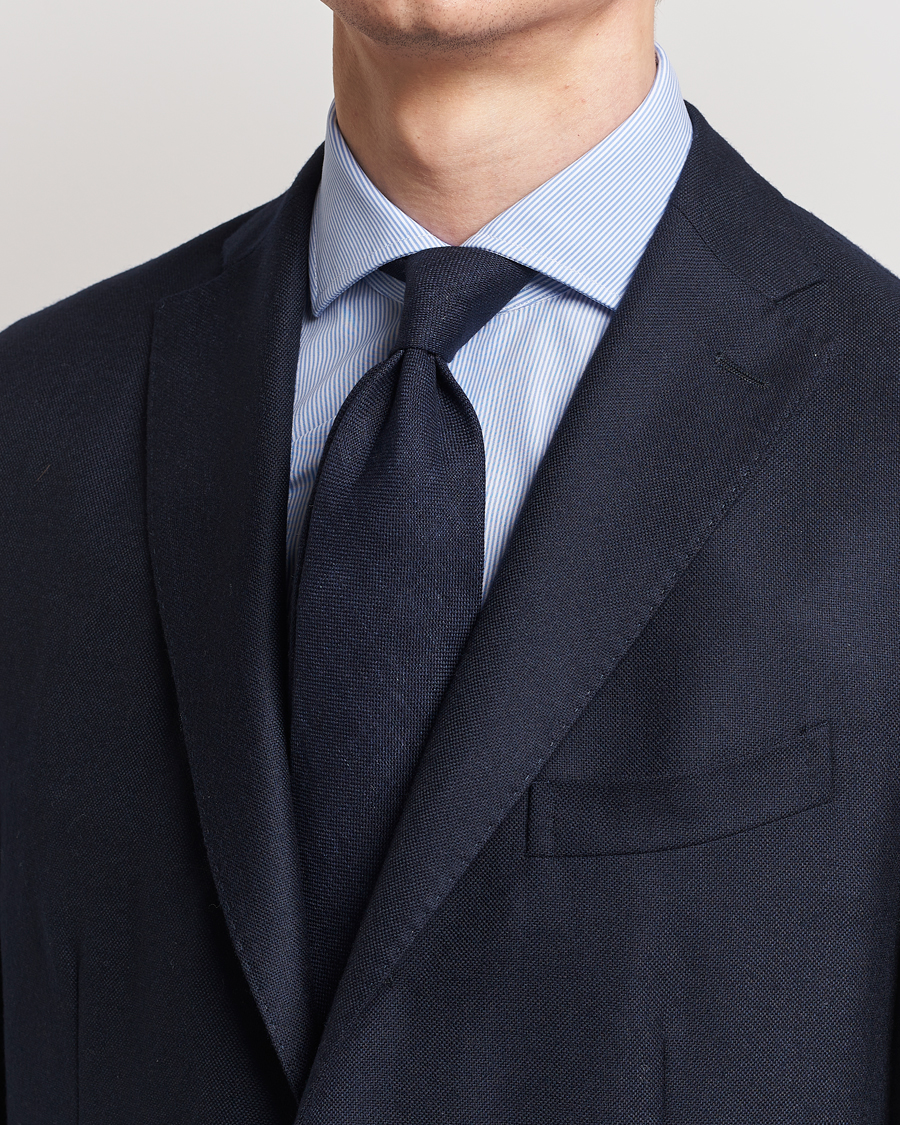 Hombres | Corbatas | Amanda Christensen | Amanda ChristensenHopsack Linen 8cm TieNavy