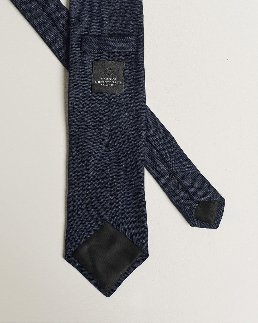 Hombres | Amanda Christensen Hopsack Linen 8cm Tie Navy | Amanda Christensen | Hopsack Linen 8cm Tie Navy