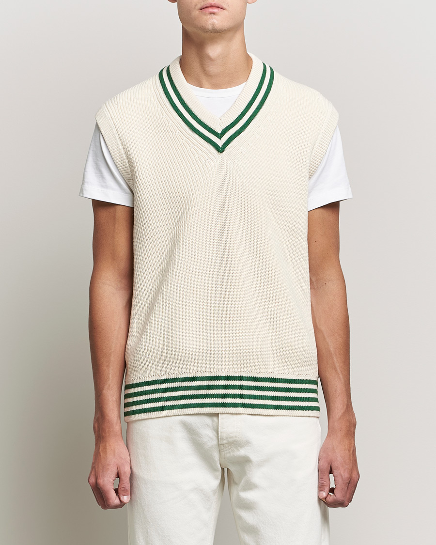Hombres | Jerséis y prendas de punto | GANT | Ribbed Cricket Knitted Slipover Creme