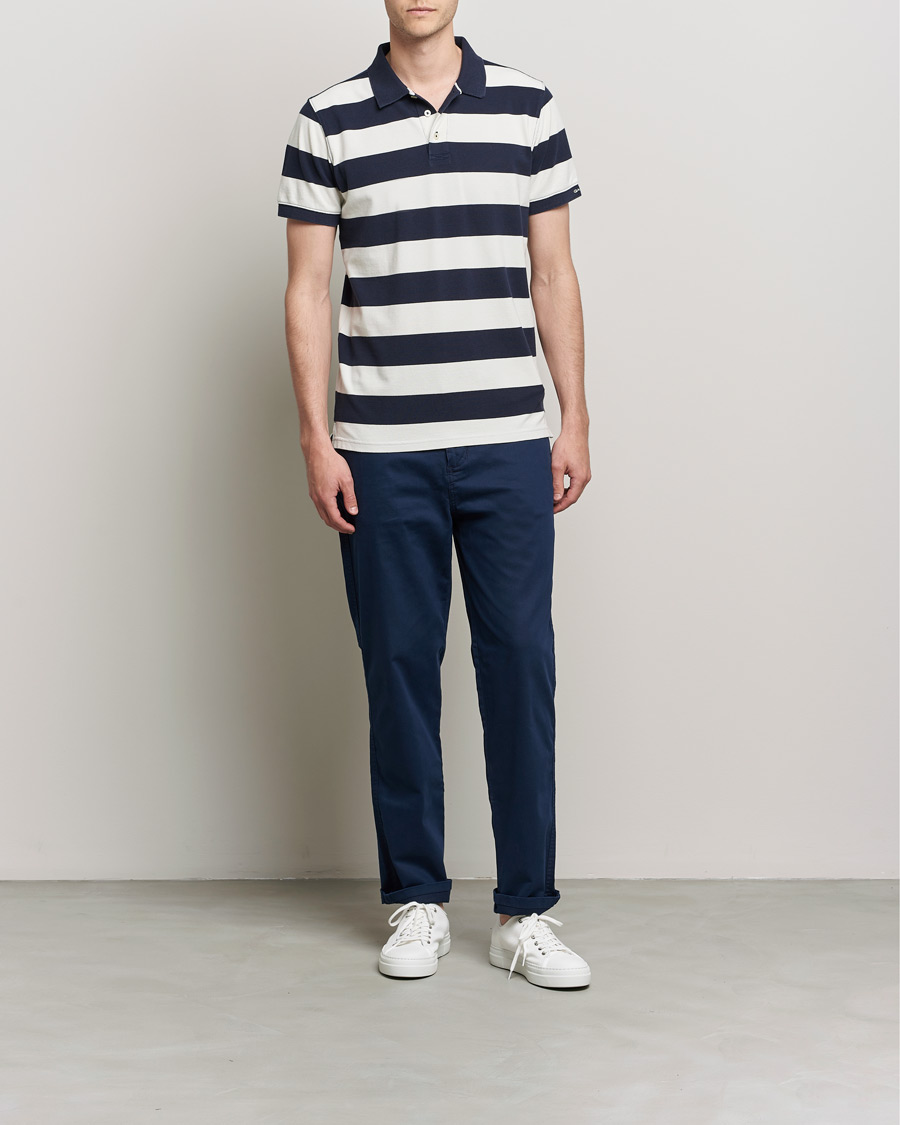 Hombres | Polos | GANT | Barstriped Polo Navy/White