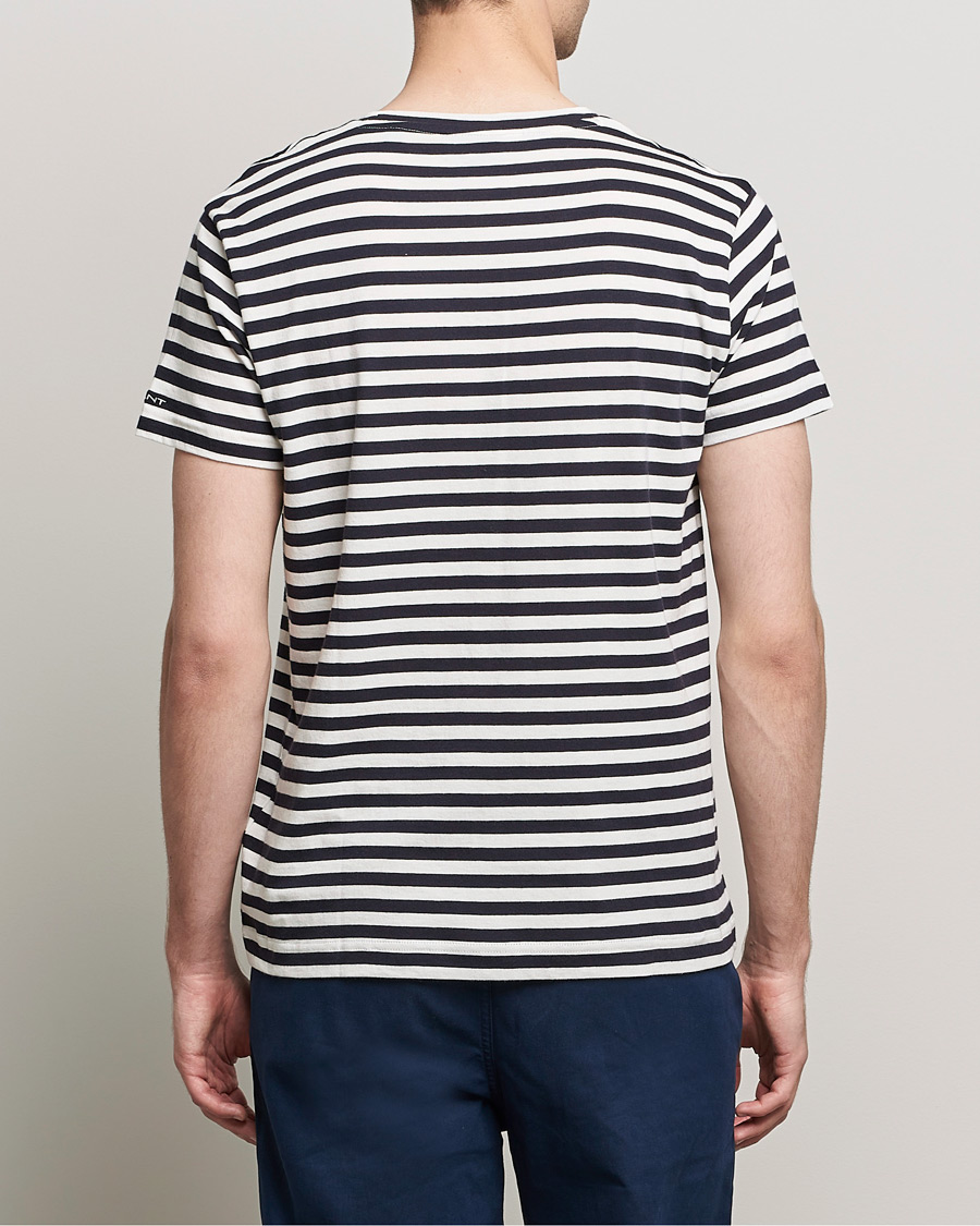 Hombres | Camisetas | GANT | Striped Crew Neck Tee Evening Blue