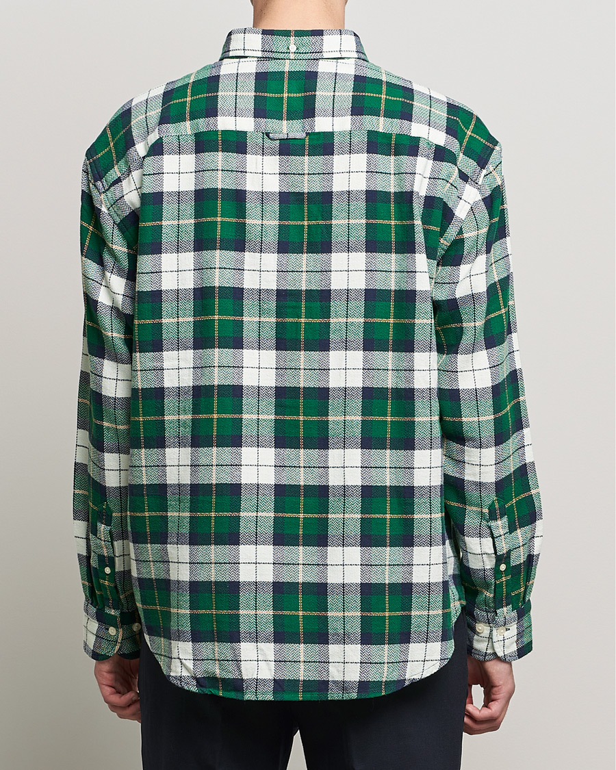 Hombres | Camisas | GANT | Relaxed Textured Checked Shirt Forest Green