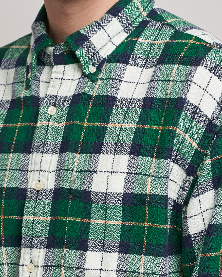 Hombres | Camisas | GANT | Relaxed Textured Checked Shirt Forest Green