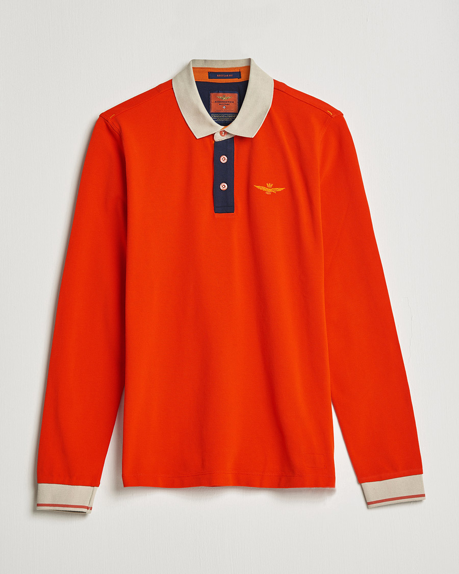 Hombres | Jerséis y prendas de punto | Aeronautica Militare | Long Sleeve Collor Polo Arancio Scuro