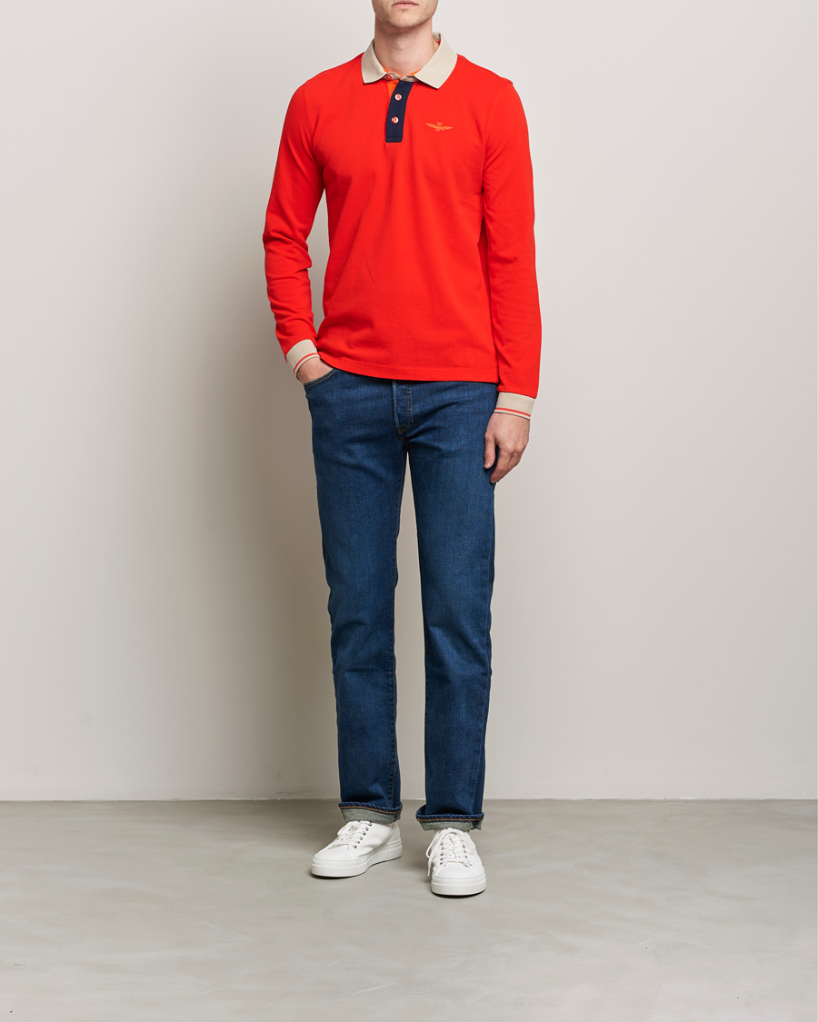 Hombres | Jerséis y prendas de punto | Aeronautica Militare | Long Sleeve Collor Polo Arancio Scuro