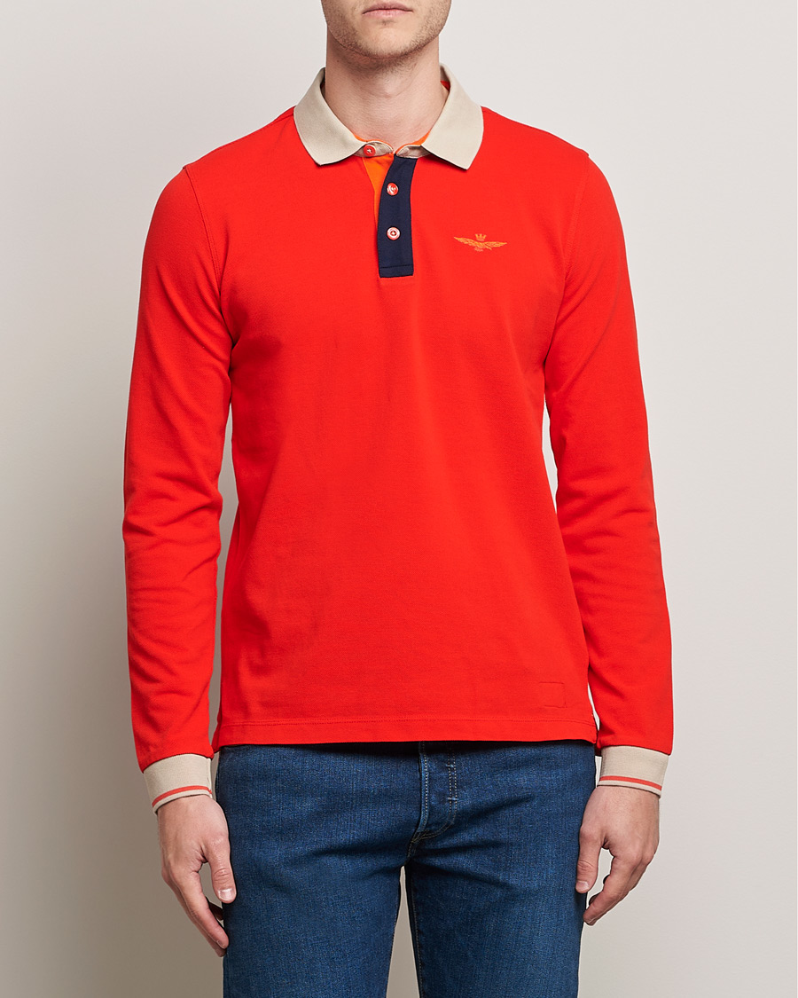 Hombres | Jerséis y prendas de punto | Aeronautica Militare | Long Sleeve Collor Polo Arancio Scuro