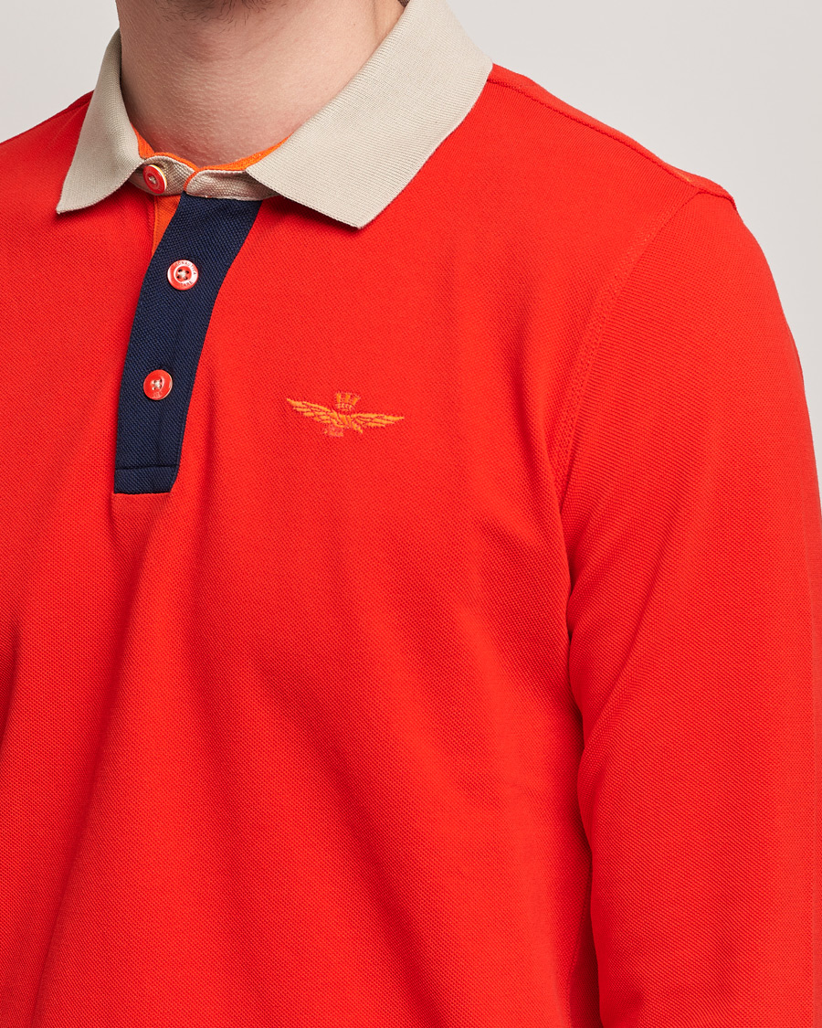 Hombres | Jerséis y prendas de punto | Aeronautica Militare | Long Sleeve Collor Polo Arancio Scuro