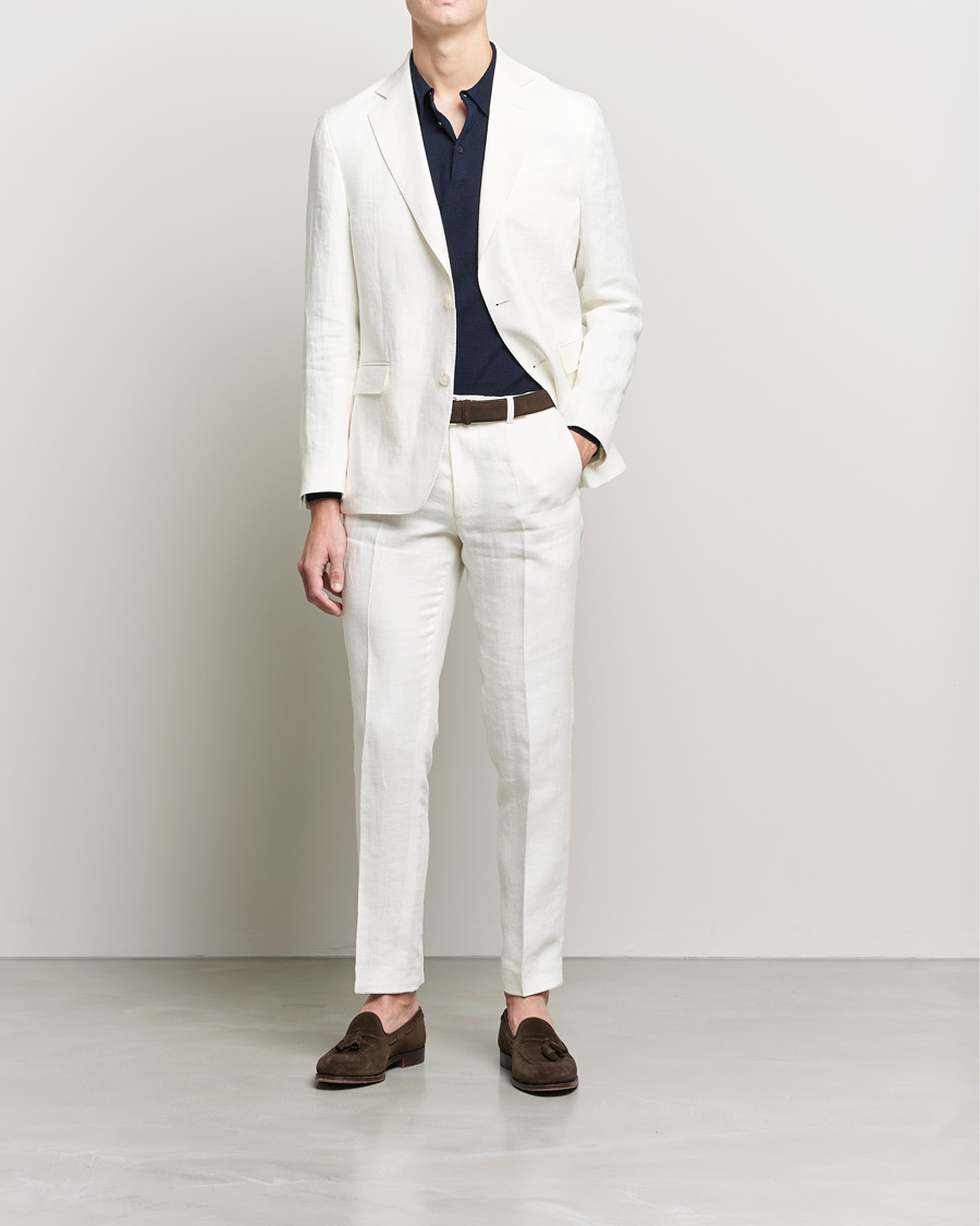 Hombres | Blazers | Oscar Jacobson | Fogerty Linen Blazer White
