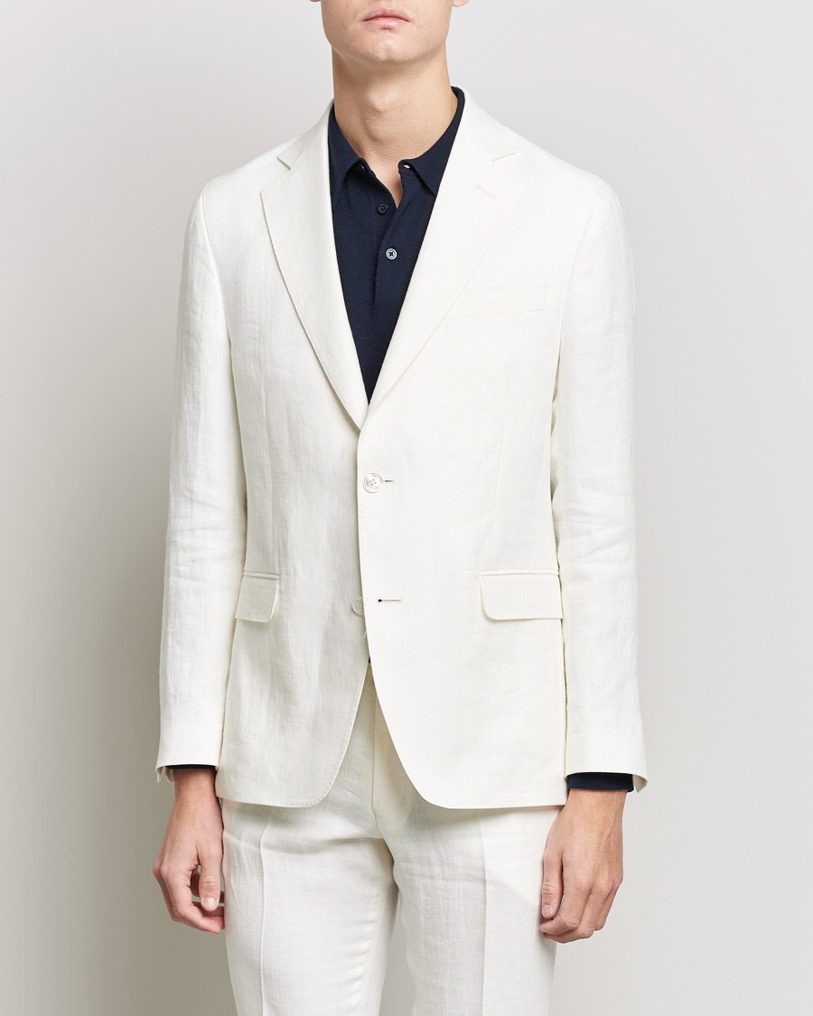 Hombres | Blazers | Oscar Jacobson | Fogerty Linen Blazer White