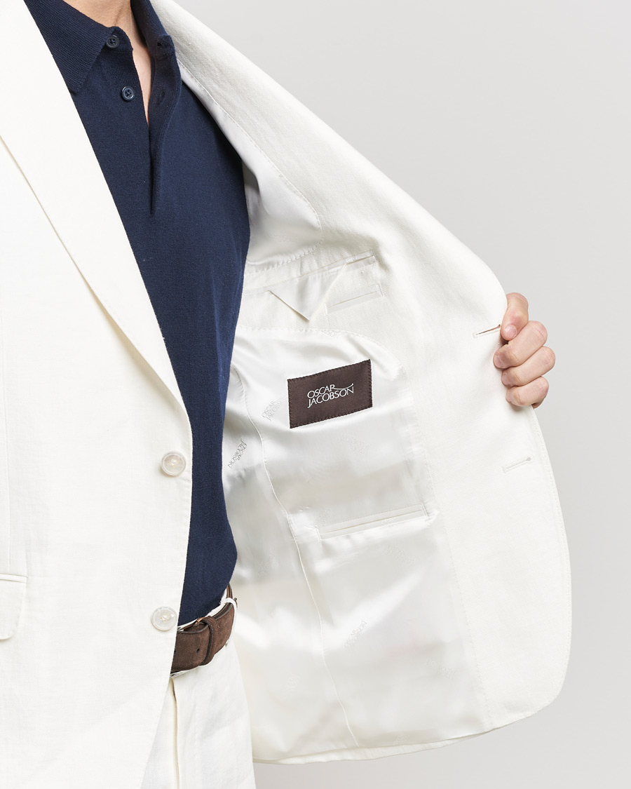 Hombres | Blazers | Oscar Jacobson | Fogerty Linen Blazer White