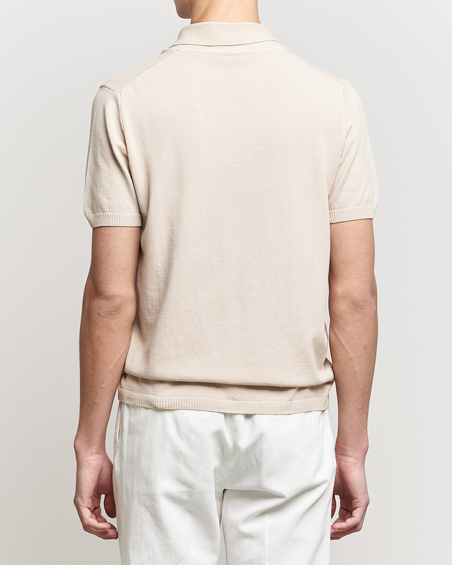 Hombres | Polos | Oscar Jacobson | Rollo GD Shawl Collar Cotton Polo Beige
