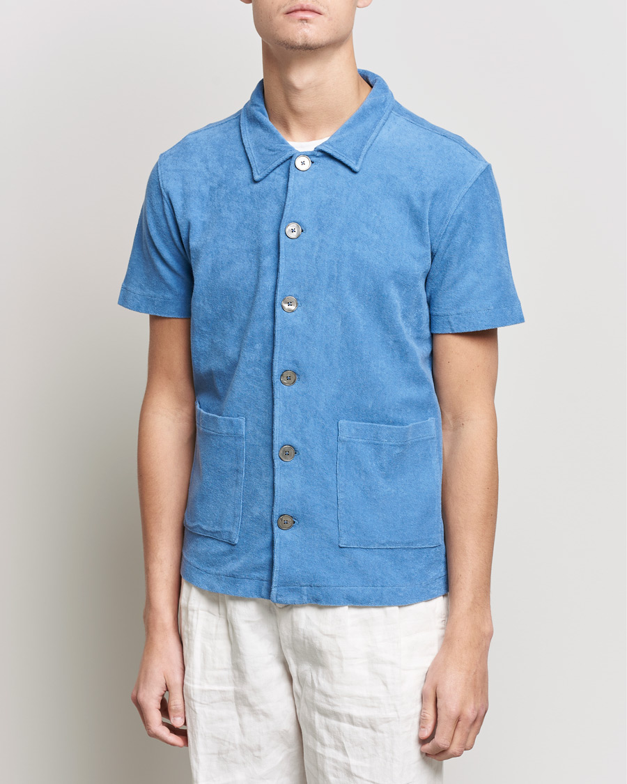 Hombres | Polos | Oscar Jacobson | Alwin Terry Short Sleeve Safari Polo Blue
