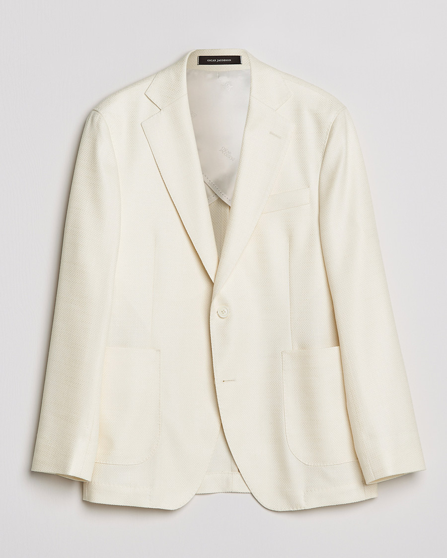 Hombres | Blazers | Oscar Jacobson | Ferry Merino/Silk Patch Pocket Blazer Creme