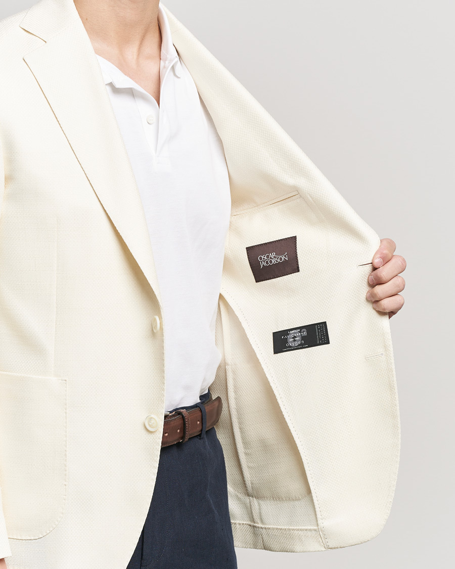 Hombres | Blazers | Oscar Jacobson | Ferry Merino/Silk Patch Pocket Blazer Creme