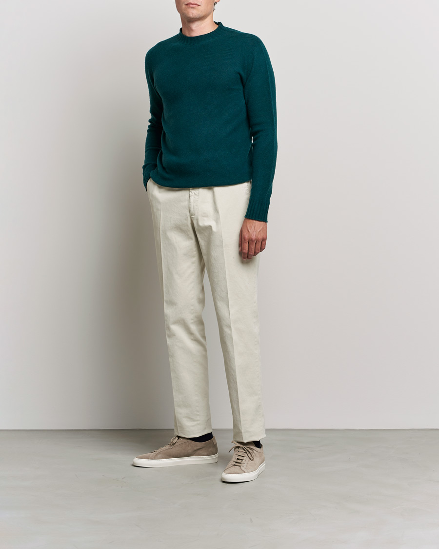 Hombres | Jerséis y prendas de punto | Altea | Wool/Cashmere Crew Neck Sweater Bottle Green