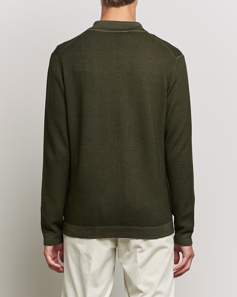 Hombres | Jerséis y prendas de punto | Altea | Herringbone Wool Shirt Dark Green