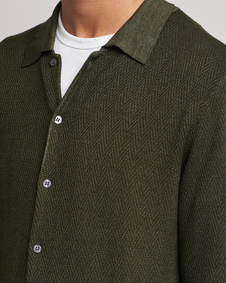 Hombres | Jerséis y prendas de punto | Altea | Herringbone Wool Shirt Dark Green