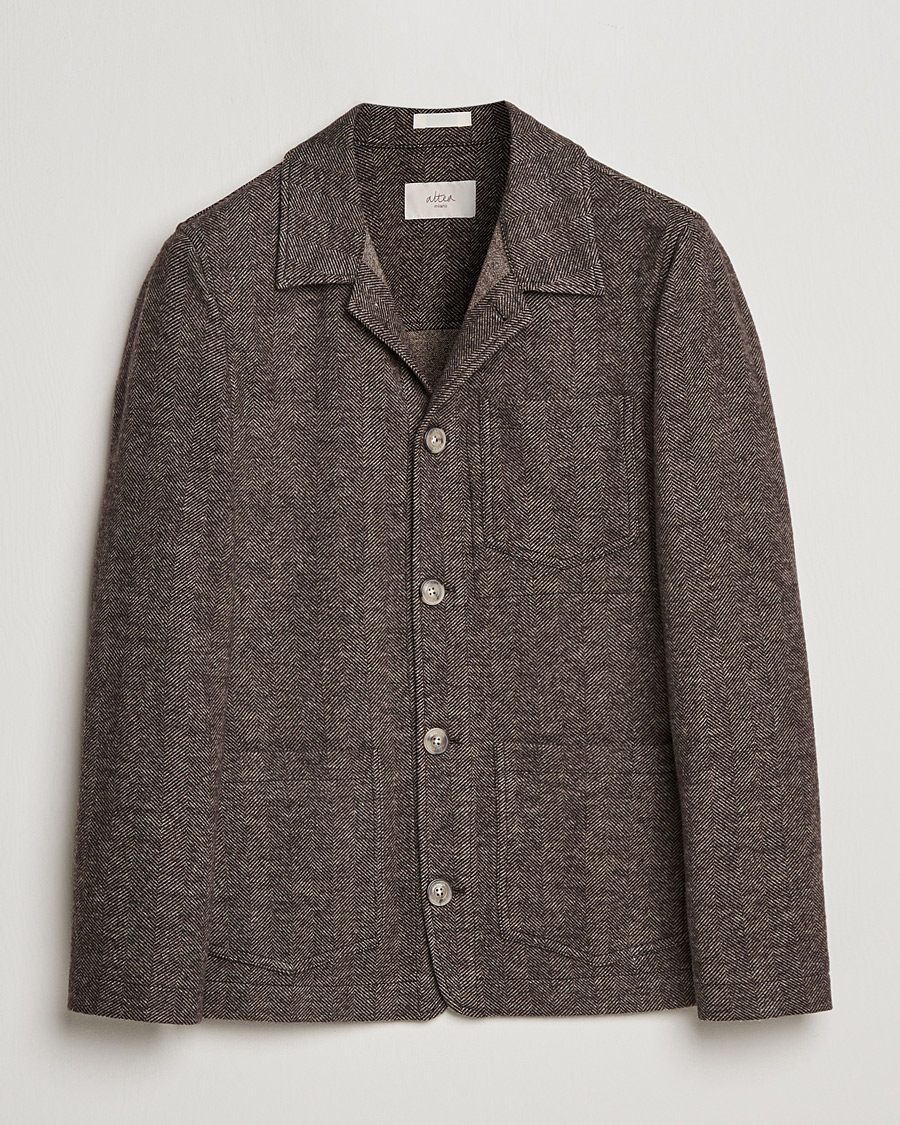 Hombres | Abrigos y chaquetas | Altea | Herringbone Wool Chore Jacket Brown