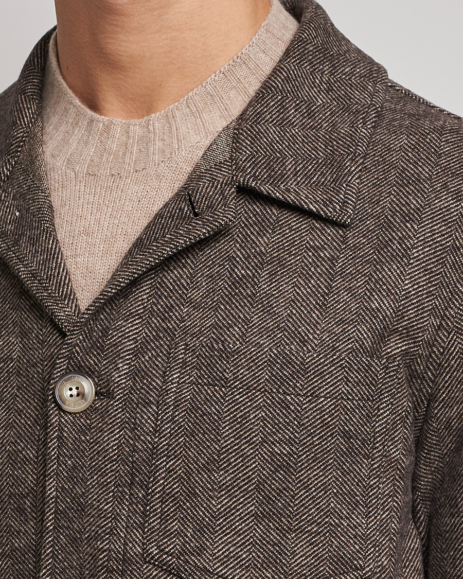 Hombres | Abrigos y chaquetas | Altea | Herringbone Wool Chore Jacket Brown