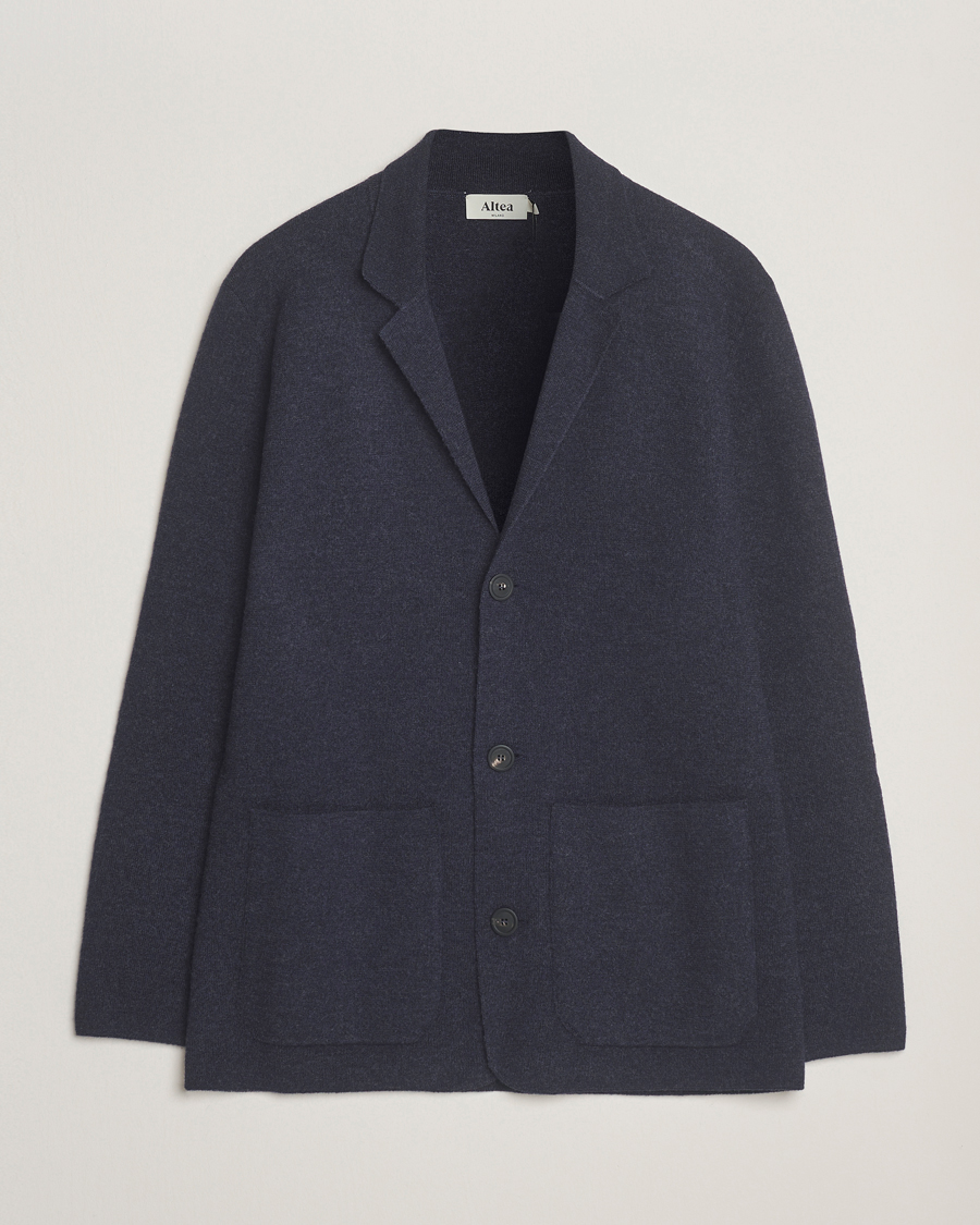 Hombres | Jerséis y prendas de punto | Altea | Soft Wool Knitted Blazer Navy