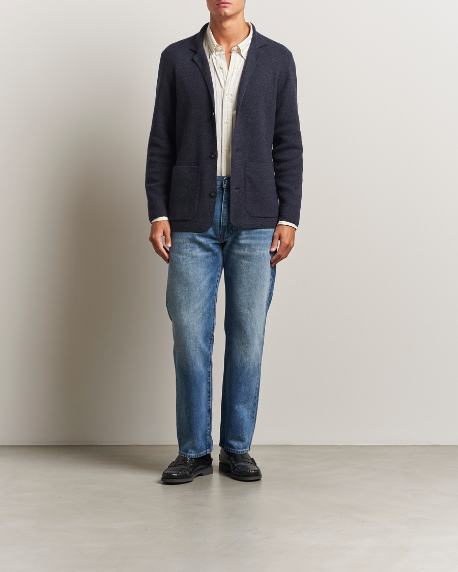 Hombres | Jerséis y prendas de punto | Altea | Soft Wool Knitted Blazer Navy