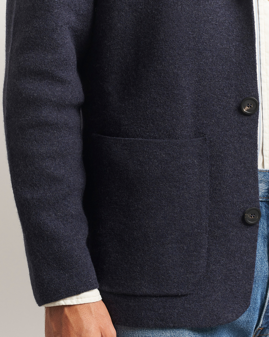 Hombres | Jerséis y prendas de punto | Altea | Soft Wool Knitted Blazer Navy