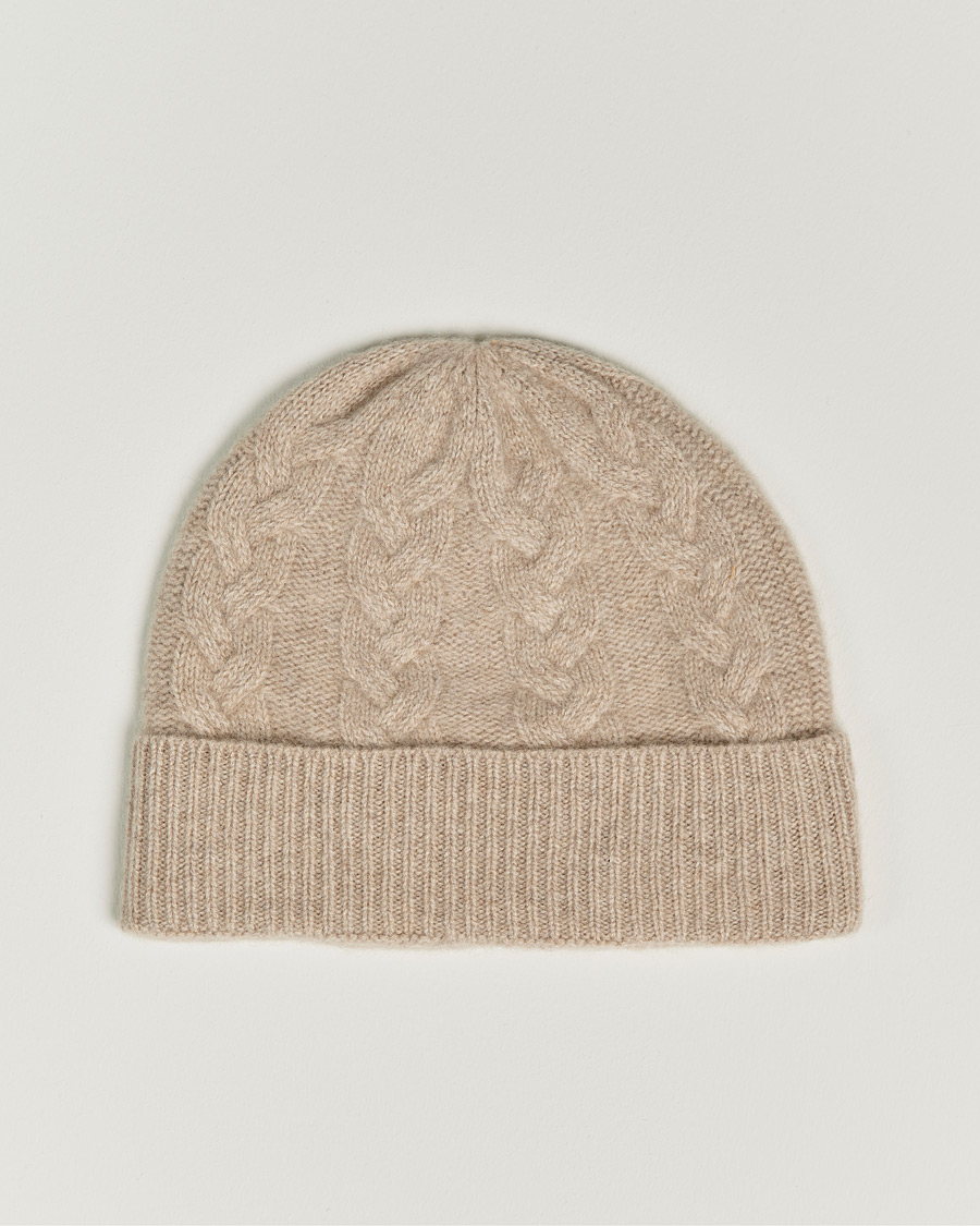 Hombres | Amanda Christensen Cashmere Cable Knitted Cap Beige Melange | Amanda Christensen | Cashmere Cable Knitted Cap Beige Melange