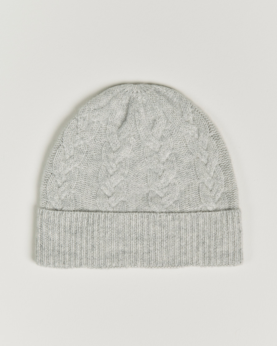 Hombres | Amanda Christensen Cashmere Cable Knitted Cap Light Grey Melange | Amanda Christensen | Cashmere Cable Knitted Cap Light Grey Melange