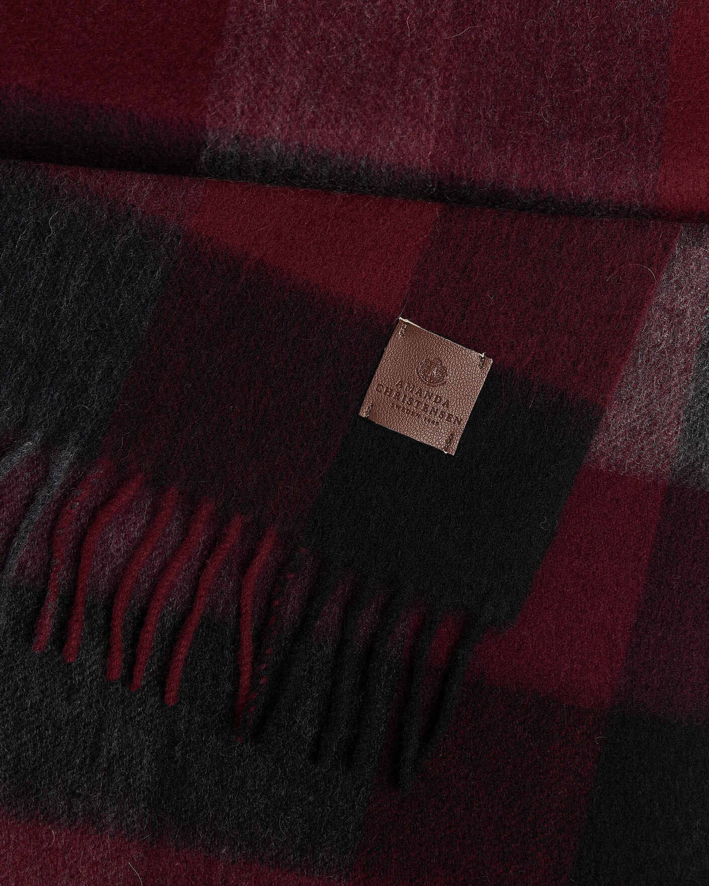 Hombres | Bufandas | Amanda Christensen | Amanda ChristensenWool Block Check ScarfWine/Black