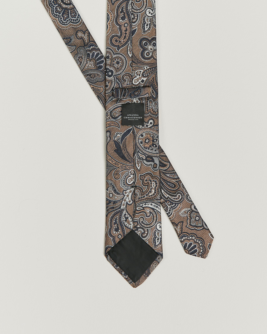 Hombres | Amanda Christensen Silk Mulberry 8cm Large Paisley Tie Brown | Amanda Christensen | Silk Mulberry 8cm Large Paisley Tie Brown